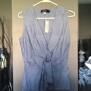 Blue with white pin strip tank from Francesca's